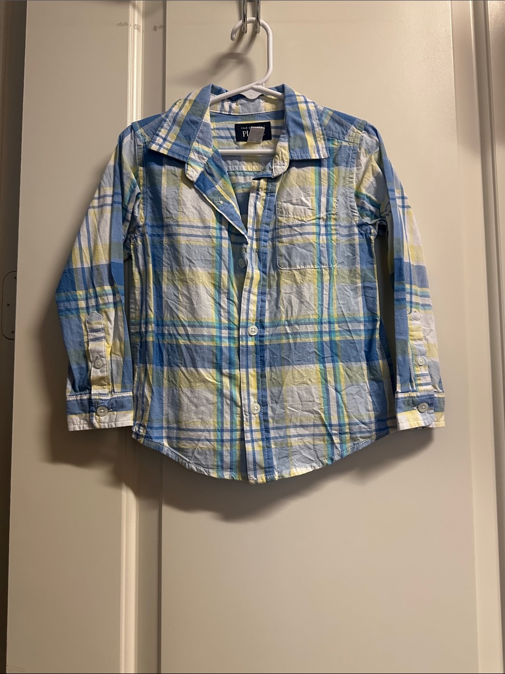 The Children's Place Blue, Yellow and White Plaid Button-Down Shirt